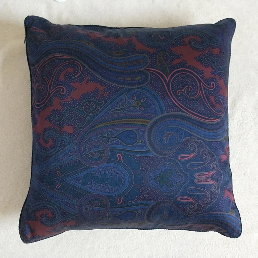 Lauren Ralph Lauren Corded Accent Pillow Blue Paisley Ornate Cotton Square 18x18